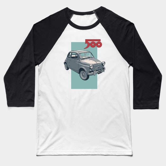 Fiat 500 Baseball T-Shirt by Joshessel